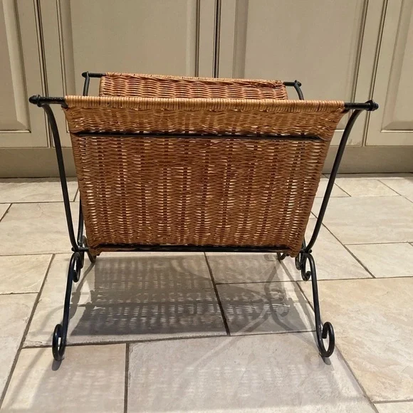 Metal and Rattan Magazine Rack - Picture 3 of 5